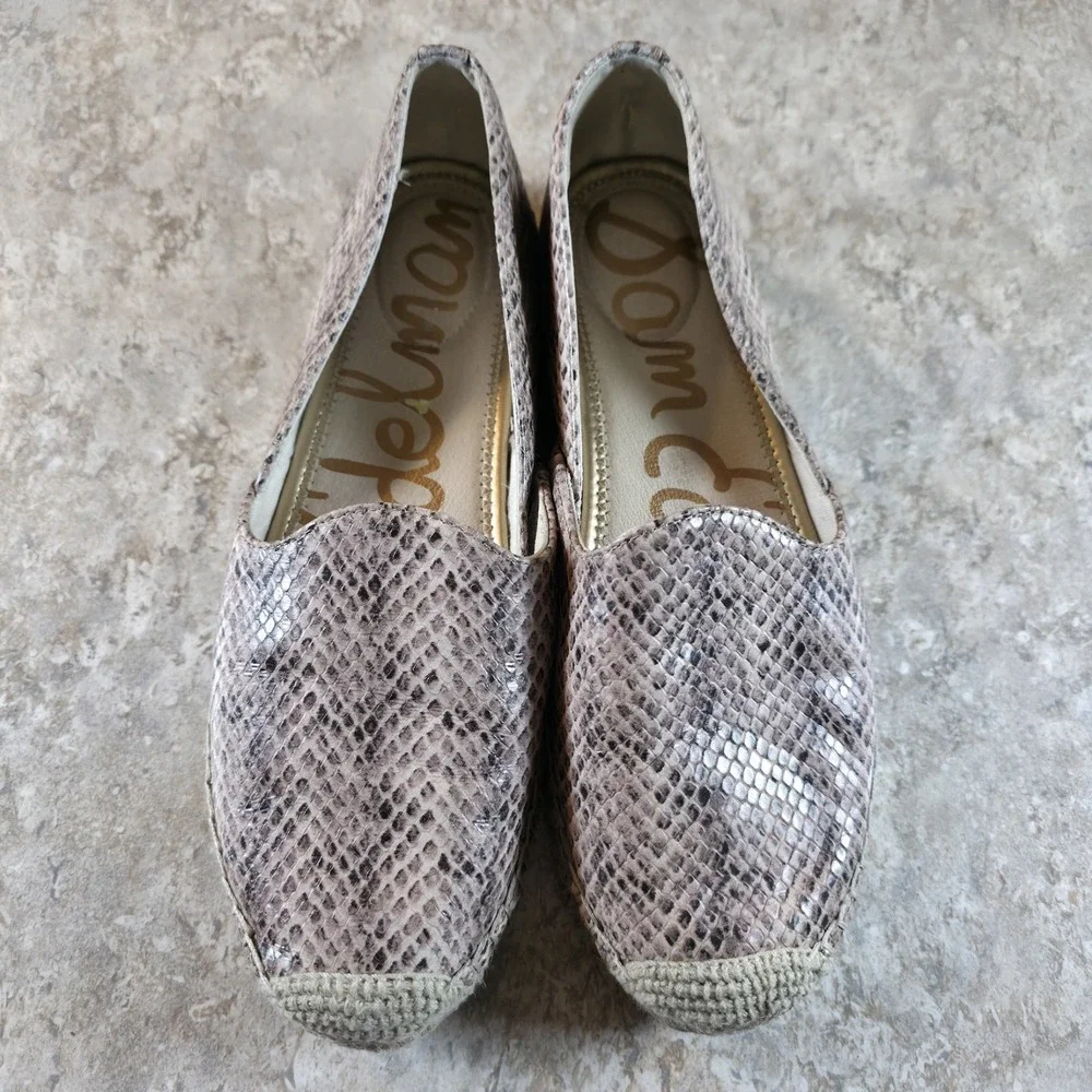 Sam Edelman Kesia Espidrille Loafer Women's 9 Nude‎ Boho Snakeskin Slip On Shoes